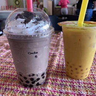 two drinks on a table