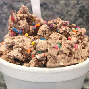 Chocolate ice cream with nutella and rainbow sprinkles!!