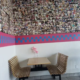 Enjoying refreshing yogurt and looking at people who previously enjoyed refreshing yogurt.