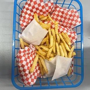 Basket for all 4 burgers and fries