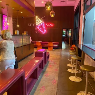 a woman sitting at a counter