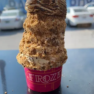 an ice cream cone on a table