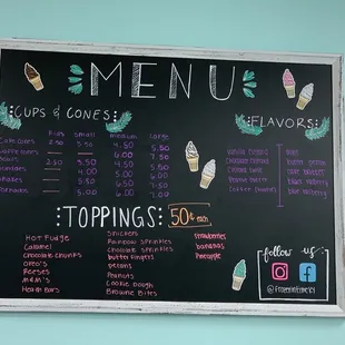 a menu on a chalkboard