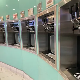 a row of ice cream machines