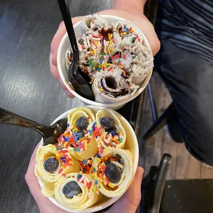 two bowls of ice cream with sprinkles