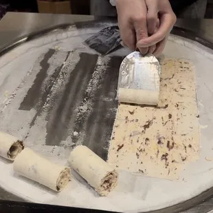 Rolling the ice cream