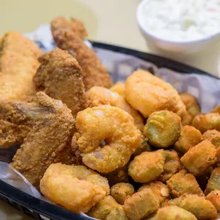 a basket of fried food