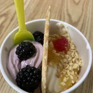 a bowl of yogurt and berries