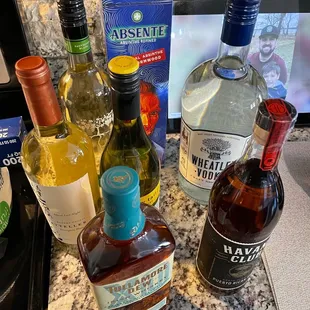 a variety of liquors