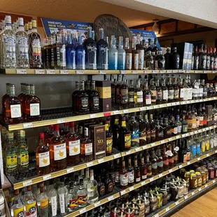 shelves of liquor