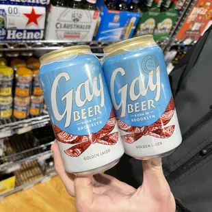 two cans of gay beer