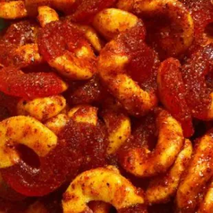 Peach rings with chamoy