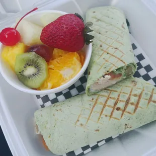 Spinach wrap this time with a turkey club.