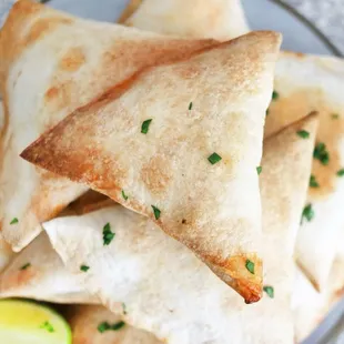 Baked Samosas - Stuffed with spiced minced &amp; kale.