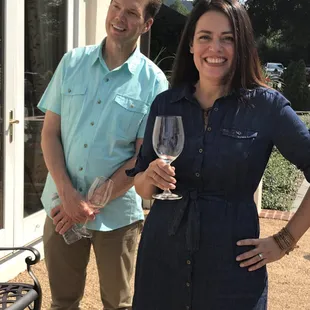 Destination Virginia TV show hosts listening to Virginia Wine royalty, Luca Paschina, Winemaker - Barboursville Vineyards.