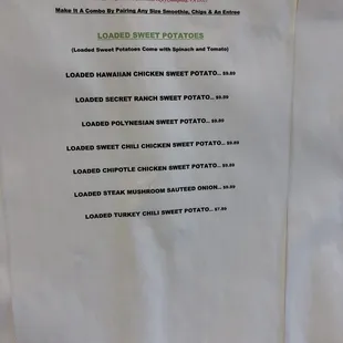 Menu: Loaded Sweet Potatoes
