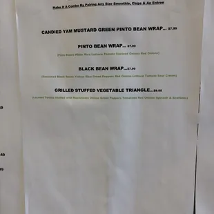 Menu: Veggie Options