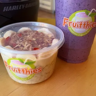 Warm oatmeal and Granola blend smoothie