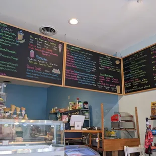 Menu at counter.