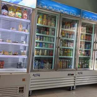 Wide array of beverages and cold homemade desserts.