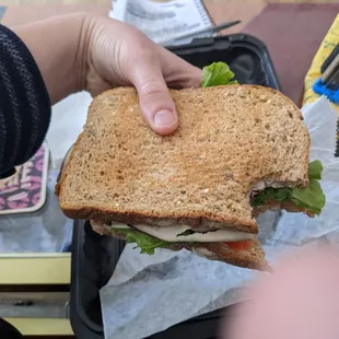Turkey club. Good size but wish it had been cut down the middle. Good ingredients but a little plain.