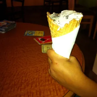Already eaten double scoop with waffle cone