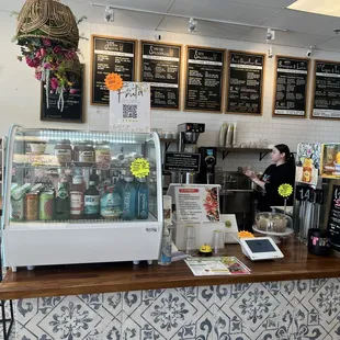 Clean and organized front counter .