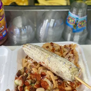 ELOTE ASADO COMBO!!! Roasted Corn on the Stick with Duros &amp; Cucumber(Pepinos)