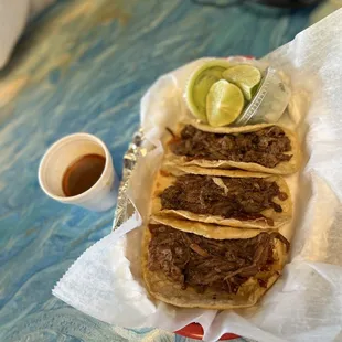 Birria and Steak Queso Tacos with Consume