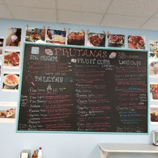 a menu on a blackboard in a restaurant