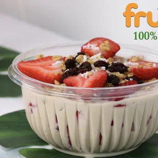 a bowl of fruit and yogurt