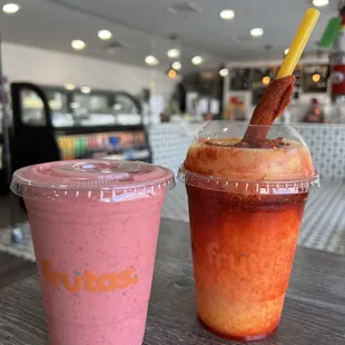 Strawberry &amp; Banana Smoothie and Mango with Chamoy