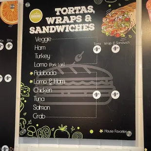 Look at the wording sandwich and wrap for same price as torta.