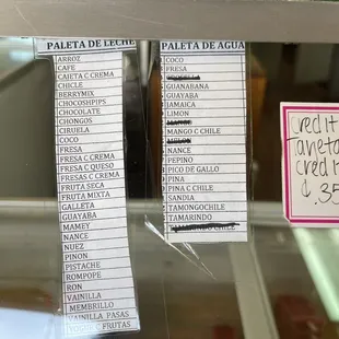 Their paleta options