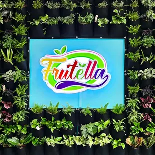 a colorful sign surrounded by plants