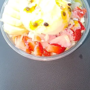 Top shot of Fruit Salad Bowl with Soursop Yogurt