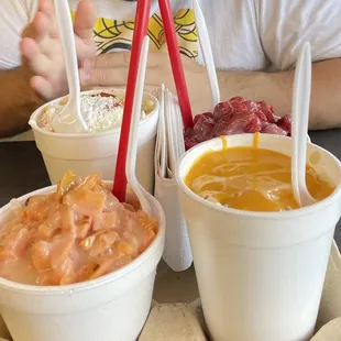 Corn in a Cup, Guava Raspa, and Fresa Raspa with Lechera