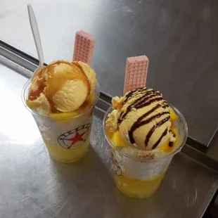 two cups of ice cream