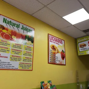 Natural juices and Milk fruit shakes menu as of 3/13/2021