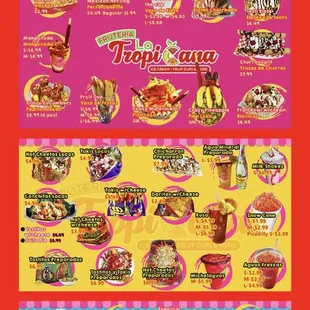 the menu of the restaurant