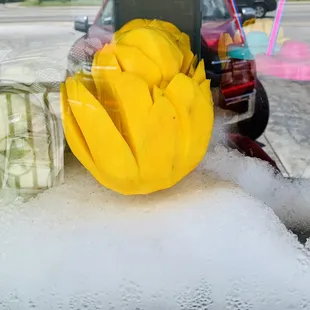 Mango cut in flower shape