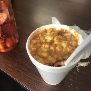 a bowl of food on a table