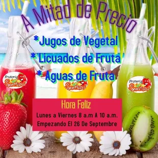 a variety of fruit juices