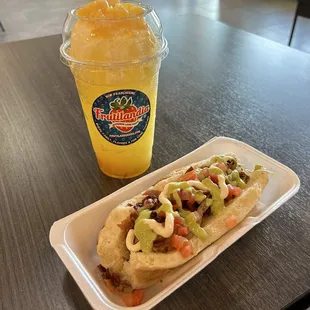 Sonoran Style Hot Dog and Pineapple Raspado
