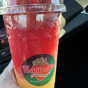 Strawberry  &amp; pineapple  shaved ice!