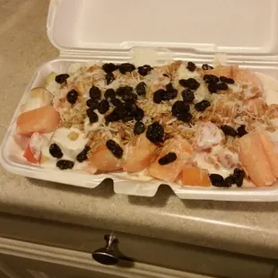 Couldnt leave without buying a bionico with alot of coconut  and raisins.
