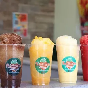 three different flavors of ice cream