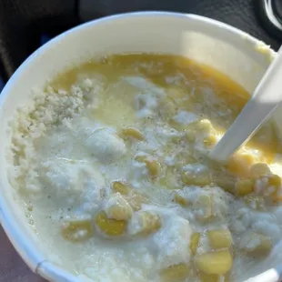 Their corn in a cup is more like a soup