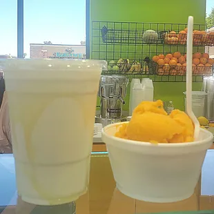 Queso shake and mango ice cream