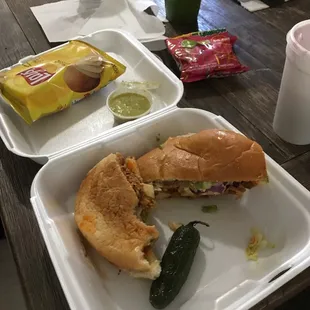 Deshebrada de Res Torta, roasted jalapeño and chips